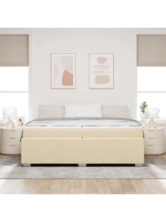 Gultas rāmis ar matraci krēmkrāsa 200 x 200 cm audums