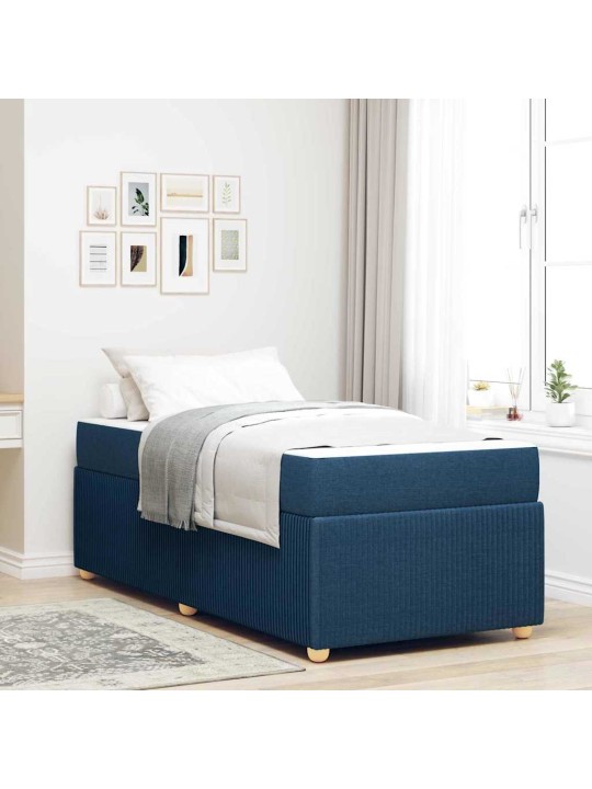 Gultas rāmis ar matraci ar matraci zila 80 x 200 cm audums