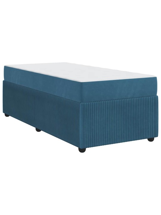 Gultas rāmis ar matraci ar matraci zila 80 x 200 cm samts