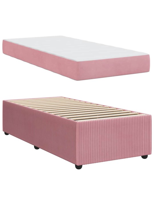 Gultas rāmis ar matraci ar matraci rozā 80 x 200 cm samts