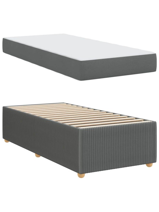 Gultas rāmis ar matraci tumši pelēka 90 x 190 cm audums