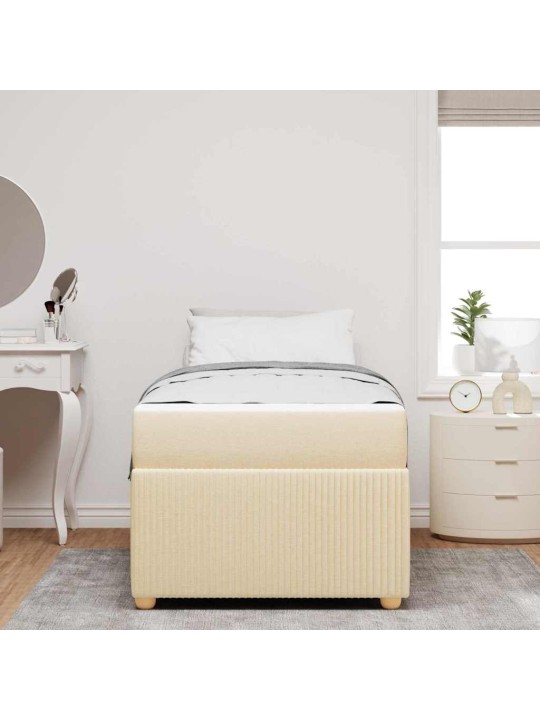 Gultas rāmis ar matraci ar matraci krēmkrāsa 90 x 190 cm audums