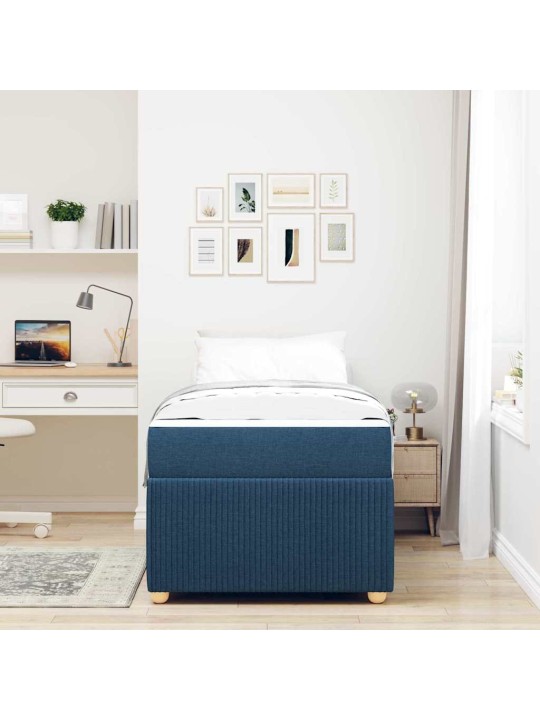 Gultas rāmis ar matraci ar matraci zila 90 x 190 cm audums