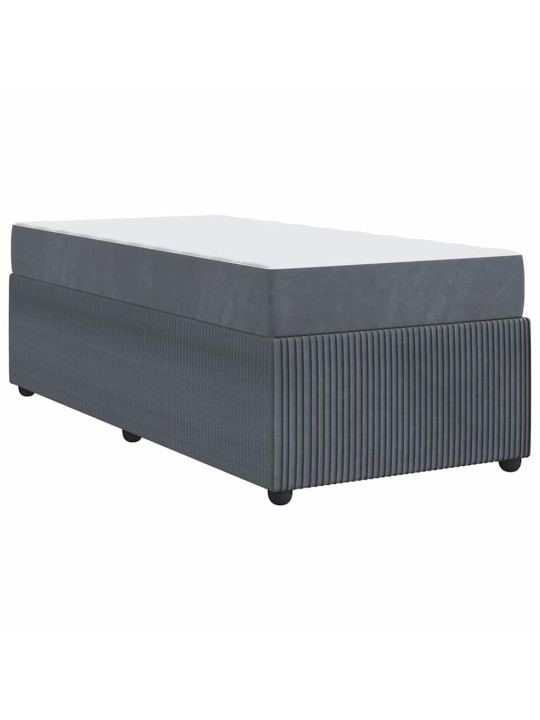 Gultas rāmis ar matraci tumši pelēka 90 x 190 cm samts