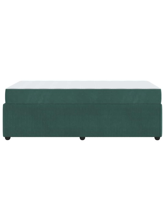 Gultas rāmis ar matraci ar matraci tumši zaļa 90 x 190 cm samts