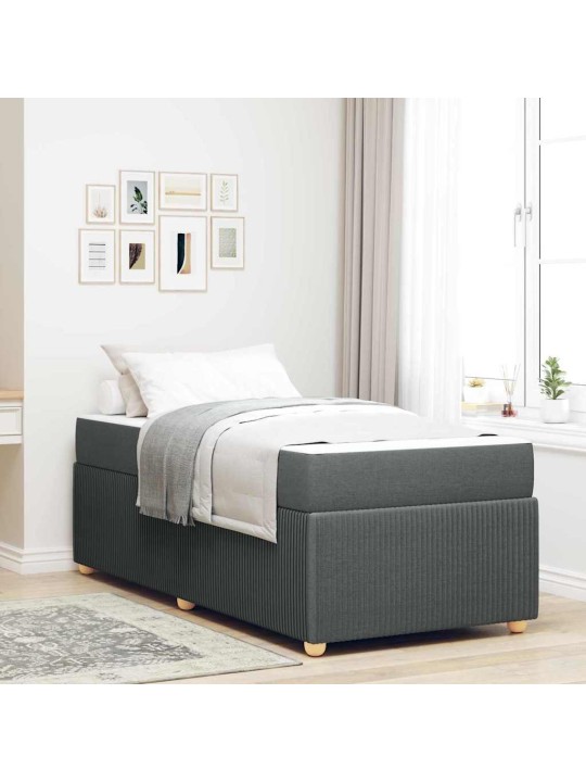 Gultas rāmis ar matraci tumši pelēka 90 x 200 cm audums