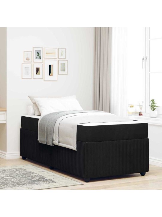 Gultas rāmis ar matraci ar matraci melna 90 x 200 cm samts