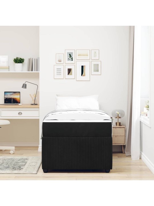 Gultas rāmis ar matraci ar matraci melna 90 x 200 cm samts