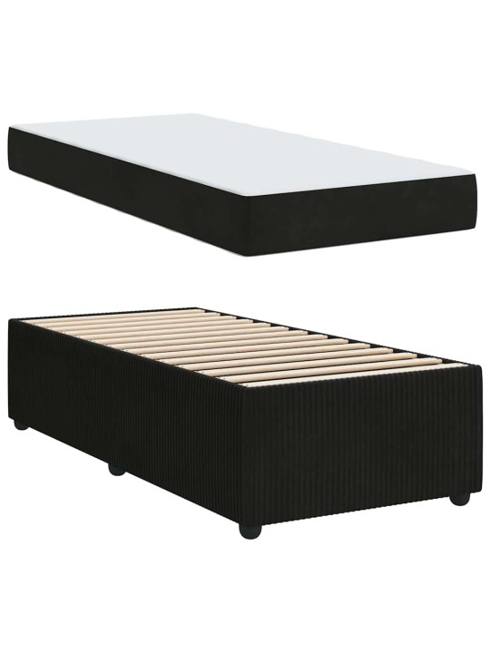 Gultas rāmis ar matraci ar matraci melna 90 x 200 cm samts