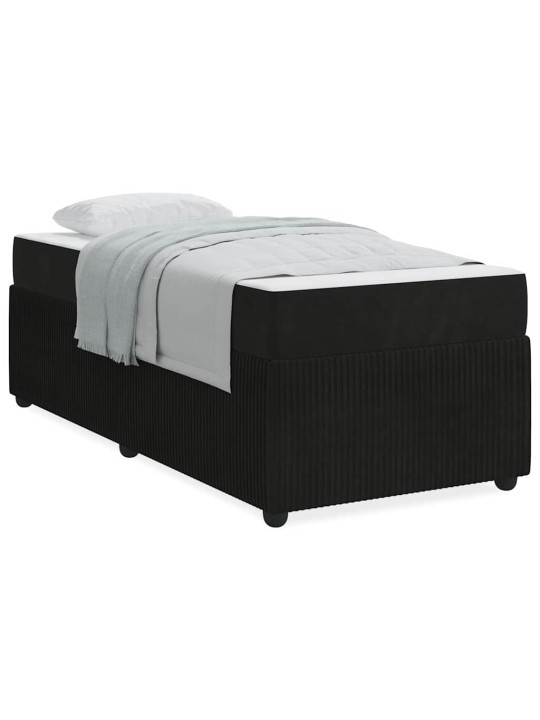 Gultas rāmis ar matraci ar matraci melna 90 x 200 cm samts