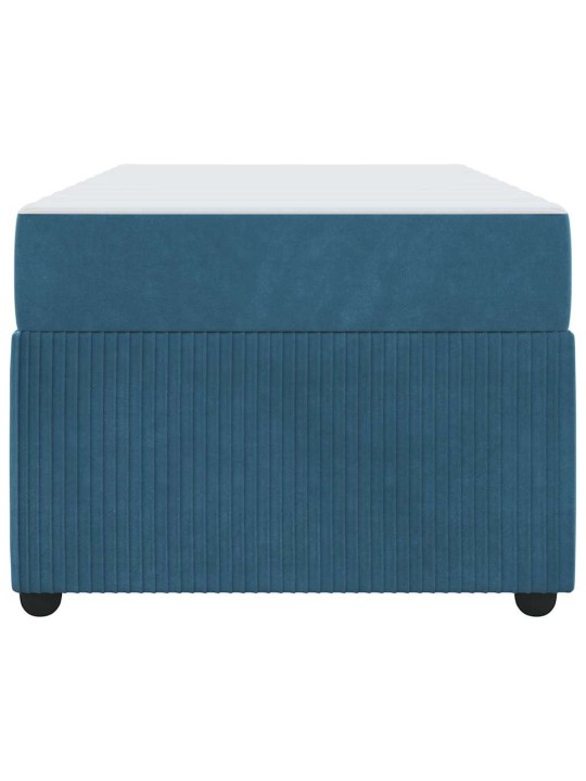 Gultas rāmis ar matraci ar matraci zila 90 x 200 cm samts