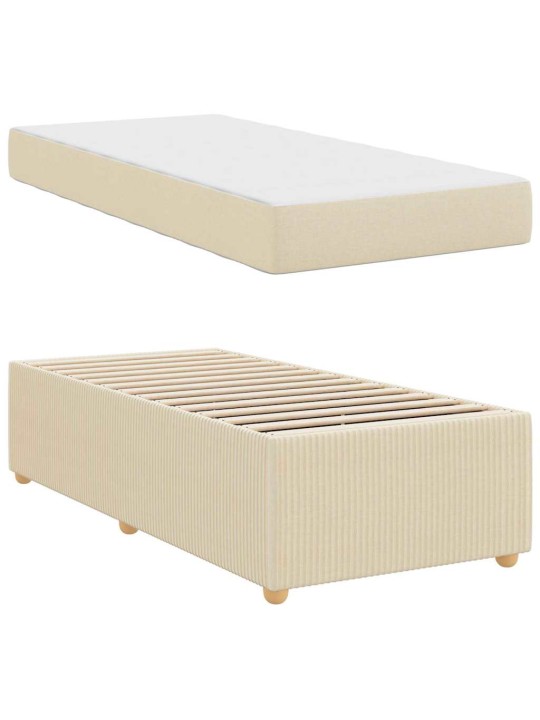 Gultas rāmis ar matraci krēmkrāsa 100 x 200 cm audums