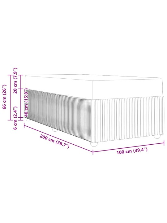 Gultas rāmis ar matraci gaiši pelēka 100 x 200 cm samts