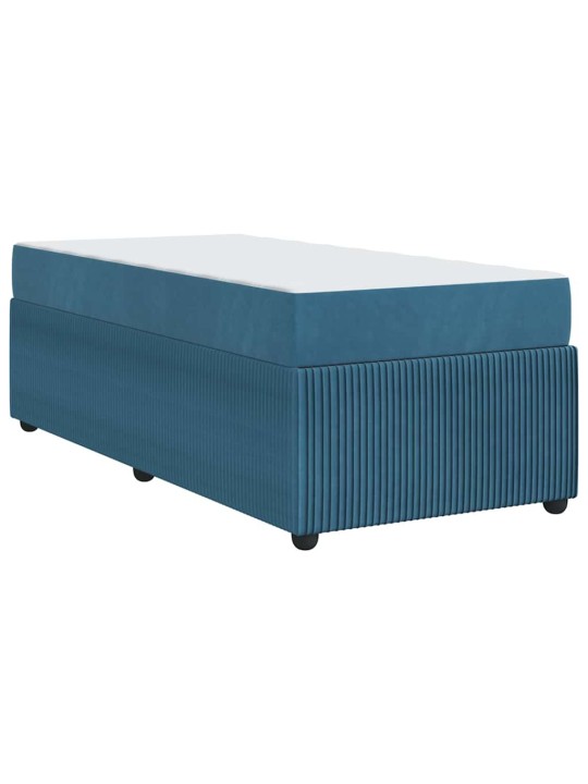 Gultas rāmis ar matraci ar matraci zila 100 x 200 cm samts