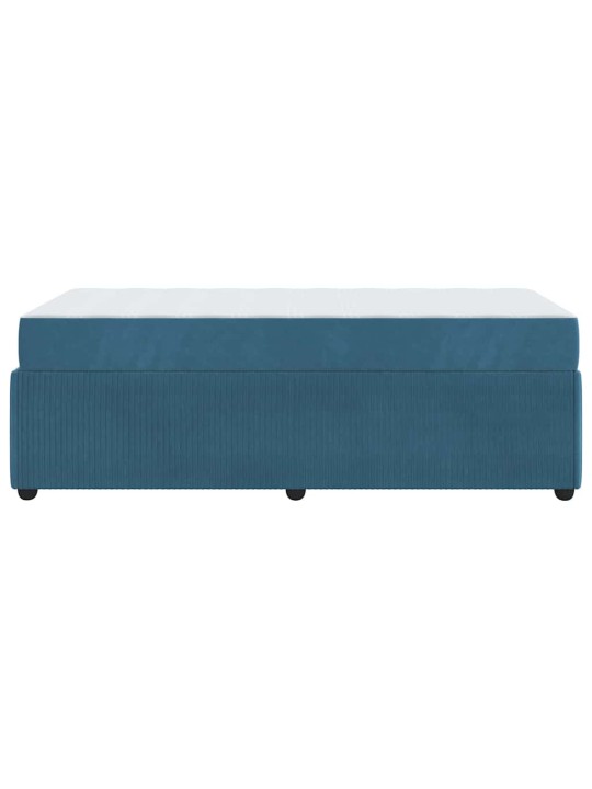 Gultas rāmis ar matraci ar matraci zila 100 x 200 cm samts