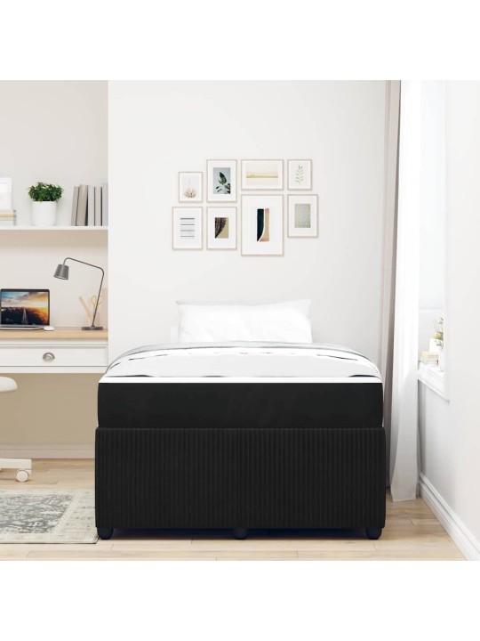 Gultas rāmis ar matraci ar matraci melna 120 x 190 cm samts