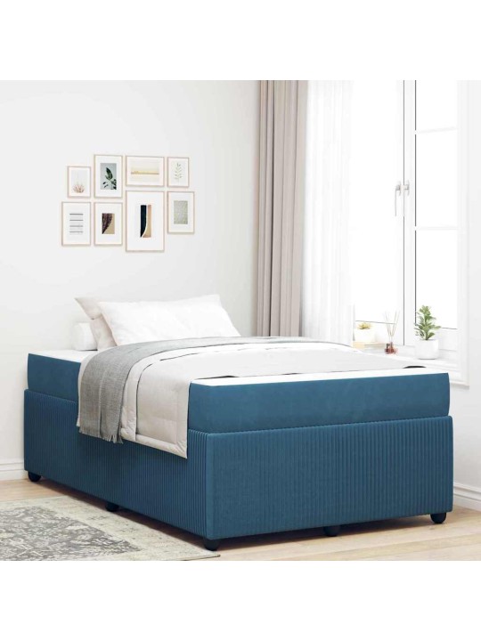 Gultas rāmis ar matraci ar matraci zila 120 x 190 cm samts