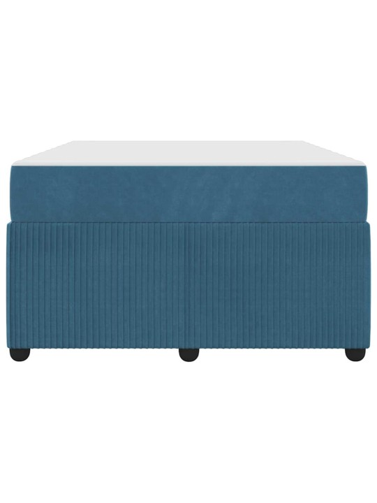 Gultas rāmis ar matraci ar matraci zila 120 x 190 cm samts