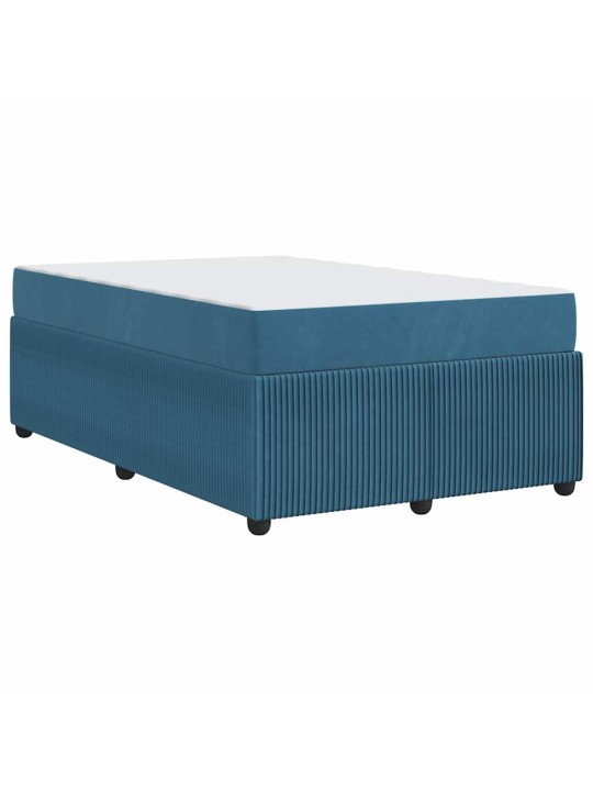 Gultas rāmis ar matraci ar matraci zila 120 x 200 cm samts