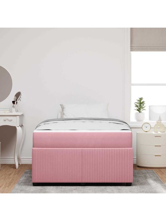 Gultas rāmis ar matraci ar matraci rozā 120 x 200 cm samts