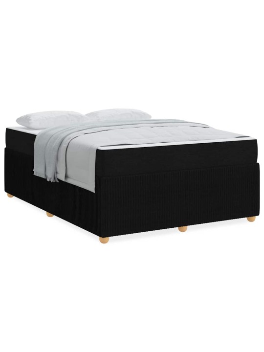 Gultas rāmis ar matraci ar matraci melna 140 x 200 cm audums