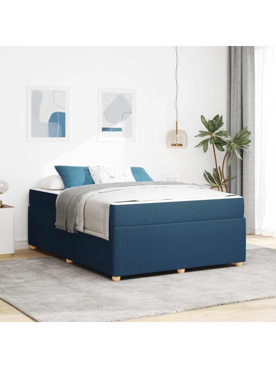 Gultas rāmis ar matraci ar matraci zila 140 x 200 cm audums