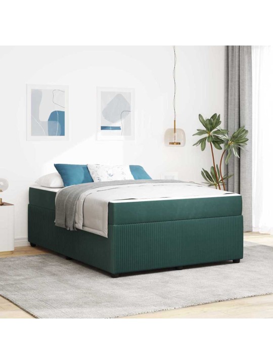 Gultas rāmis ar matraci tumši zaļa 160 x 200 cm samts