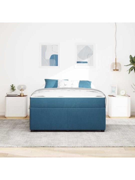Gultas rāmis ar matraci ar matraci zila 160 x 200 cm samts