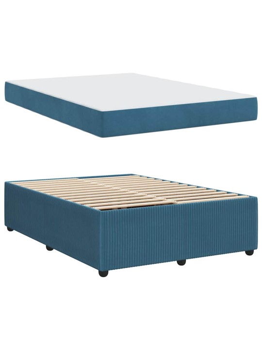 Gultas rāmis ar matraci ar matraci zila 160 x 200 cm samts