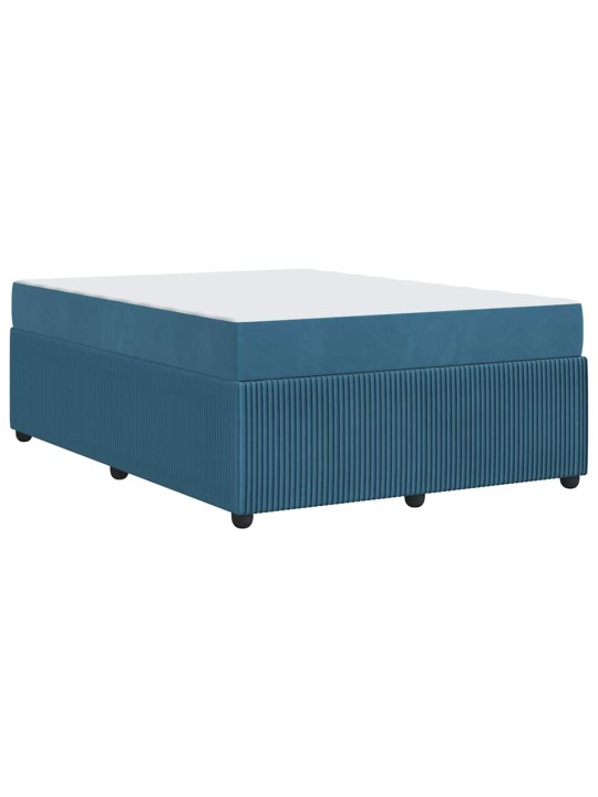 Gultas rāmis ar matraci ar matraci zila 160 x 200 cm samts