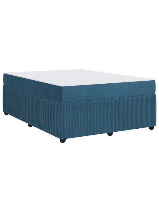 Gultas rāmis ar matraci ar matraci zila 160 x 200 cm samts