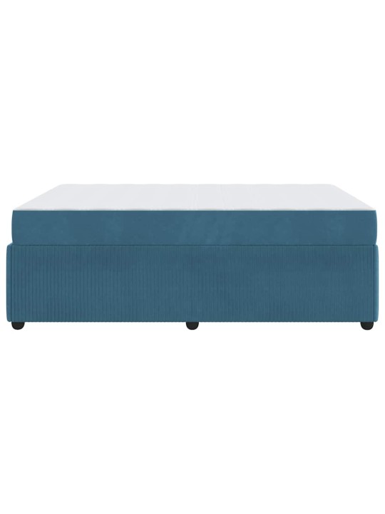 Gultas rāmis ar matraci ar matraci zila 160 x 200 cm samts