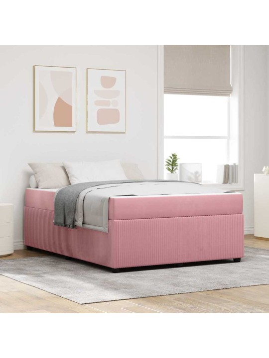 Gultas rāmis ar matraci ar matraci rozā 160 x 200 cm samts