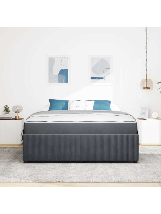 Gultas rāmis ar matraci tumši pelēka 180 x 200 cm samts