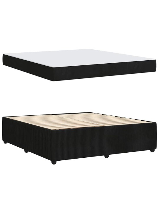 Gultas rāmis ar matraci ar matraci melna 180 x 200 cm samts