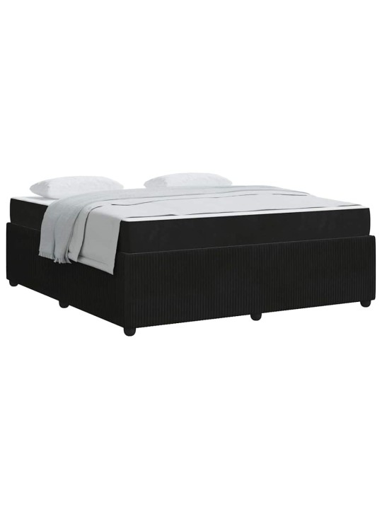 Gultas rāmis ar matraci ar matraci melna 180 x 200 cm samts