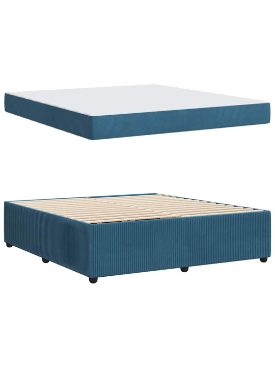Gultas rāmis ar matraci ar matraci zila 180 x 200 cm samts