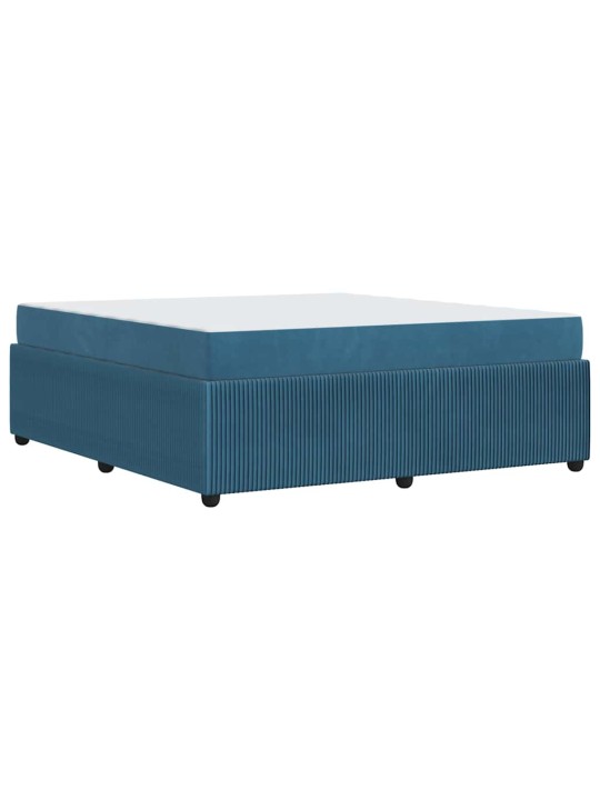 Gultas rāmis ar matraci ar matraci zila 180 x 200 cm samts