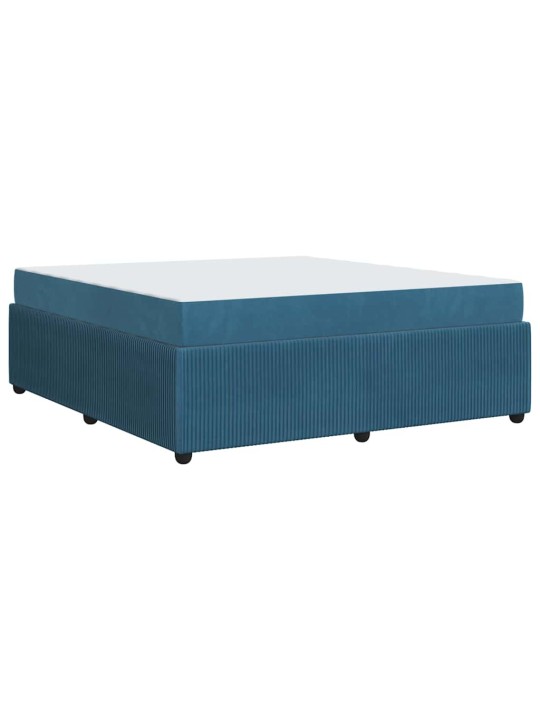 Gultas rāmis ar matraci ar matraci zila 180 x 200 cm samts