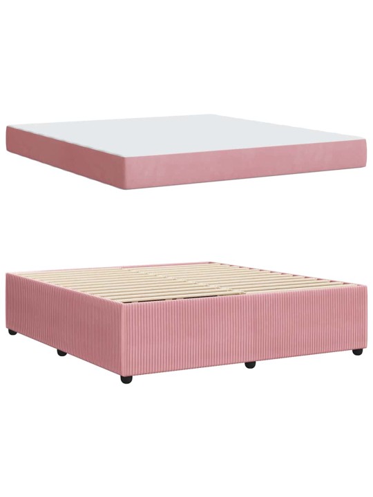 Gultas rāmis ar matraci ar matraci rozā 180 x 200 cm samts
