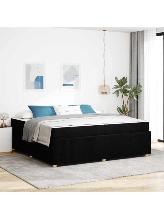 Gultas rāmis ar matraci ar matraci melna 200 x 200 cm audums