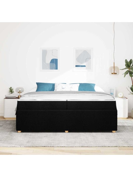 Gultas rāmis ar matraci ar matraci melna 200 x 200 cm audums