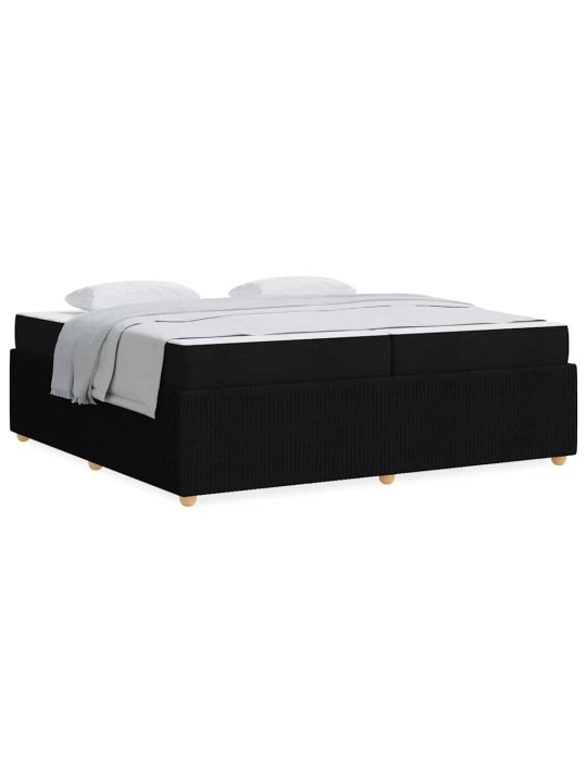 Gultas rāmis ar matraci ar matraci melna 200 x 200 cm audums