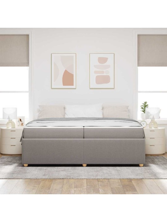 Gultas rāmis ar matraci pelēkbrūna 200 x 200 cm audums