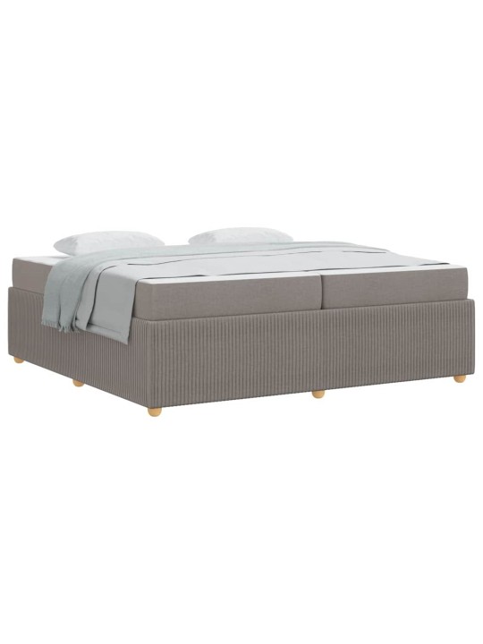Gultas rāmis ar matraci pelēkbrūna 200 x 200 cm audums