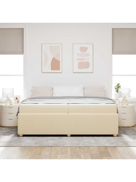 Gultas rāmis ar matraci krēmkrāsa 200 x 200 cm audums