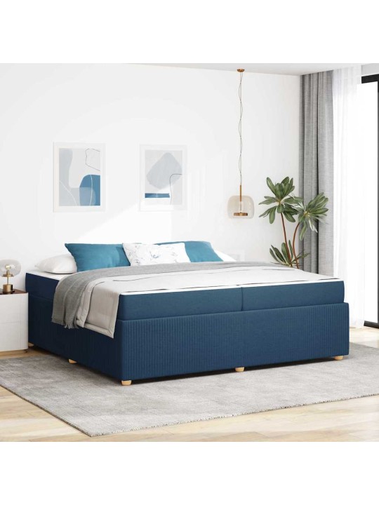Gultas rāmis ar matraci ar matraci zila 200 x 200 cm audums