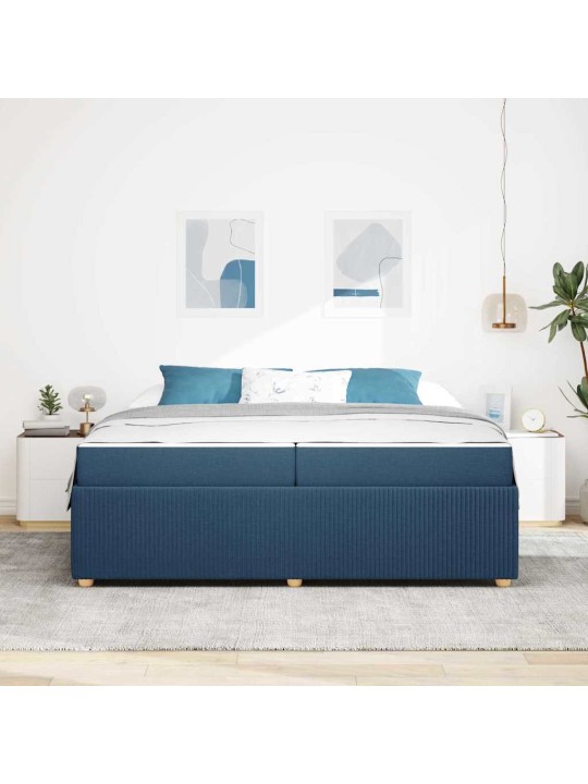 Gultas rāmis ar matraci ar matraci zila 200 x 200 cm audums