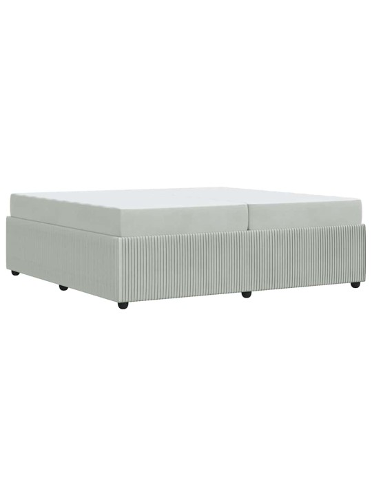 Gultas rāmis ar matraci gaiši pelēka 200 x 200 cm samts