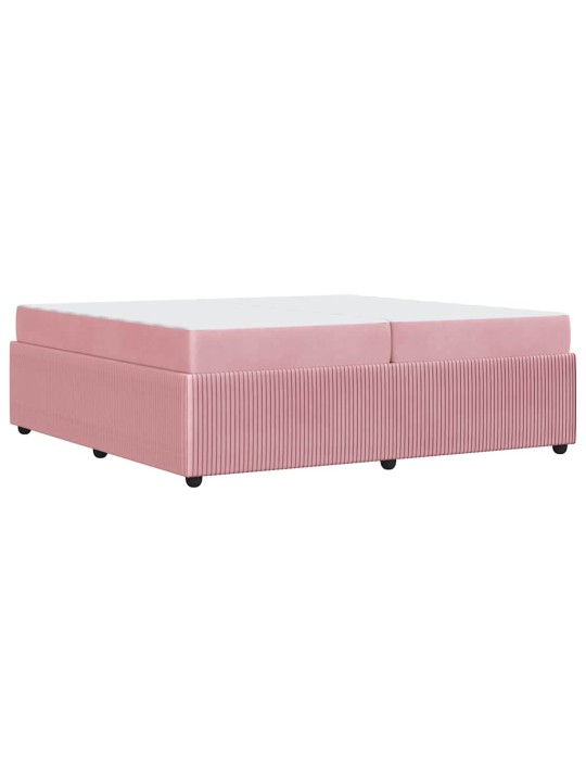 Gultas rāmis ar matraci ar matraci rozā 200 x 200 cm samts